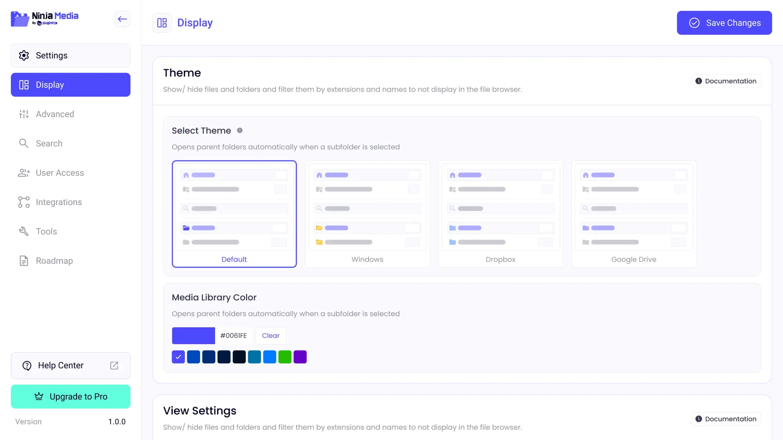 Ninja Media Display Settings