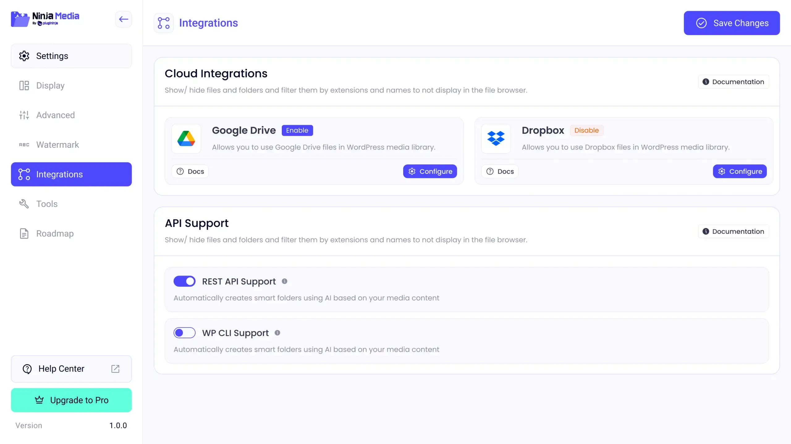 Ninja Media Integrations That allow you to connect with Google Drive to WordPress