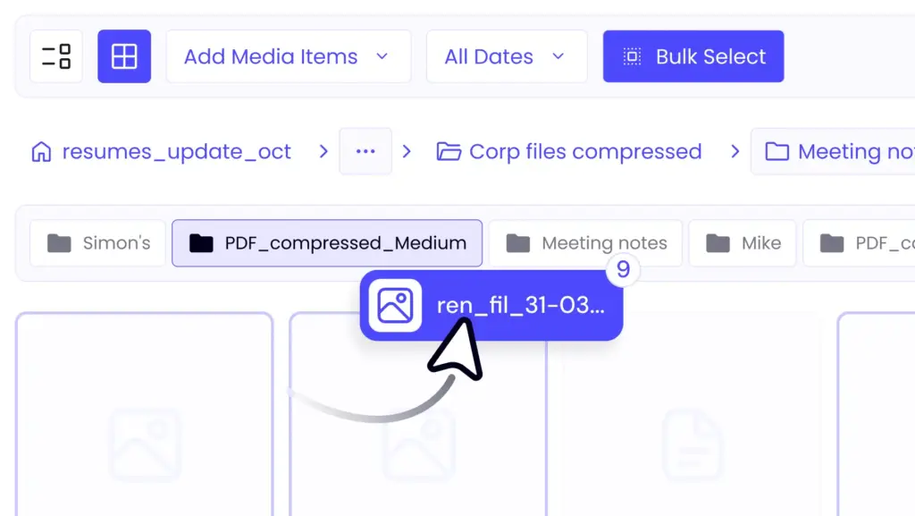 bulk selection drag and drop